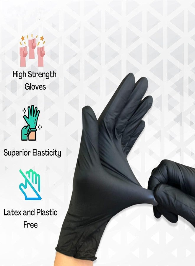 SHIELD PLUS Black Nitrile Gloves Powder Free Hand gloves, Multi Purpose with Superior Durability,General Gloves (Pack of 50 (Black)) (Medium) - Image 4